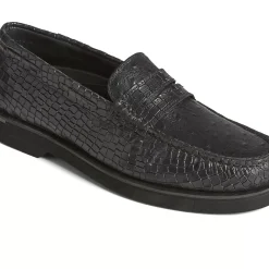 Authentic Original Boat Shoe|Sale^Sperry Men's Authentic Original&trade; Penny Double Sole Croc Embossed Loafer Black