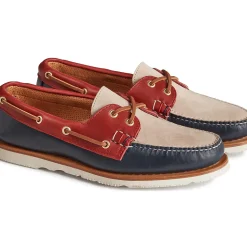 Handcrafted in Maine|Authentic Original Boat Shoe^Sperry Men's Gold Cup&trade; Authentic Original&trade; Handcrafted in Maine Tri-Tone Boat Shoe Navy/Red/Ivory