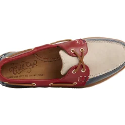 Handcrafted in Maine|Authentic Original Boat Shoe^Sperry Men's Gold Cup&trade; Authentic Original&trade; Handcrafted in Maine Tri-Tone Boat Shoe Navy/Red/Ivory