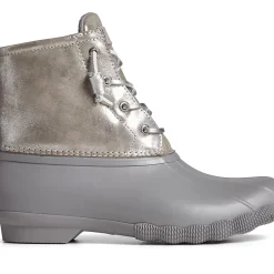 Saltwater Duck Boot|Sale^Sperry Women's Saltwater Metallic Leather Duck Boot Silver