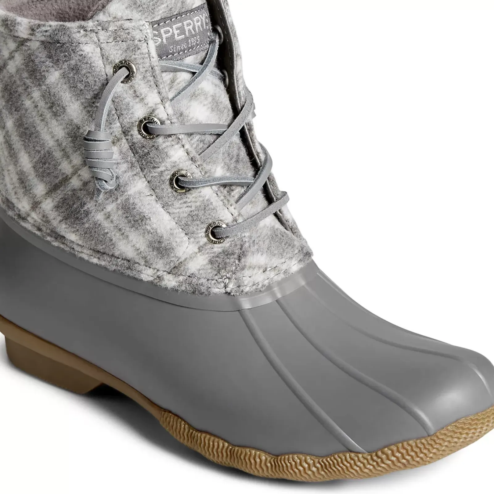 Saltwater Duck Boot|Sale^Sperry Women's Saltwater Plaid Wool Duck Boot Grey
