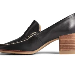 Seaport|Flats & Loafers^Sperry Women's Seaport Penny Heel Leather Loafer Black